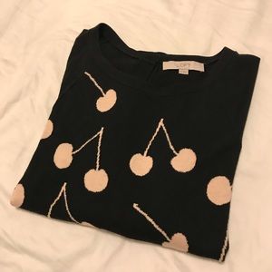 *Loft* CHERRY BUTTON BACK SWEATER size M